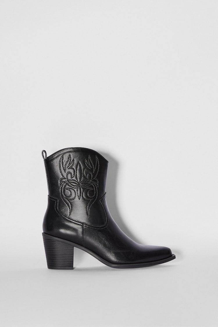 Cowboy high-heel ankle boots