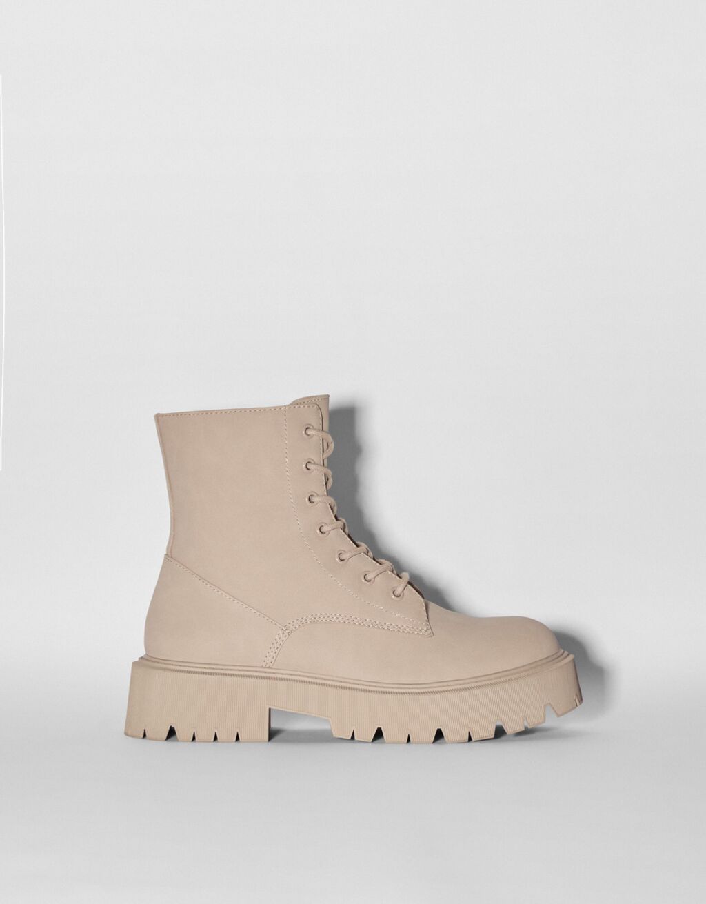 Laceup flat ankle boots Woman Bershka