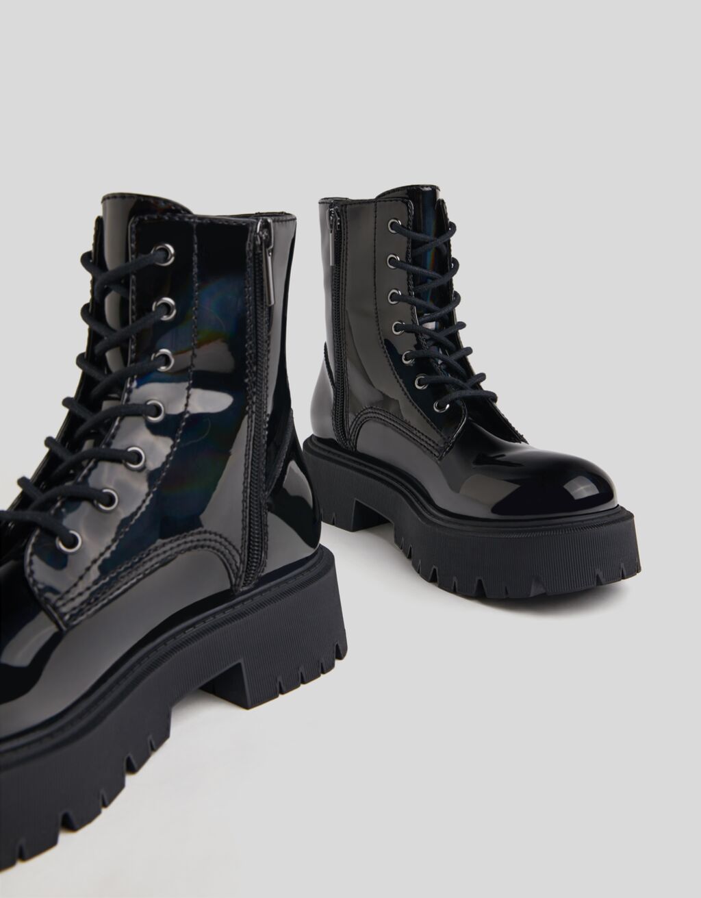 bershka patent ankle boot