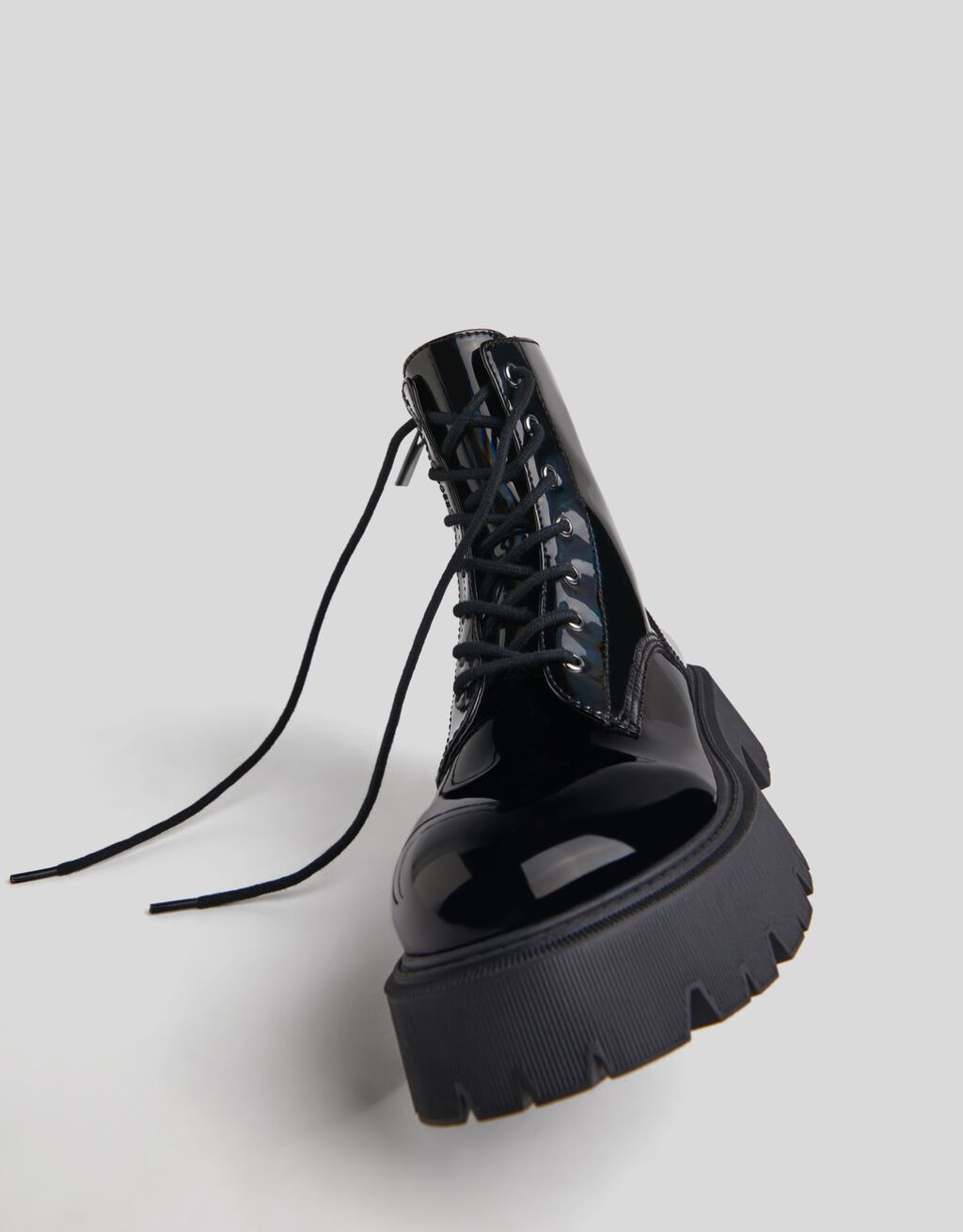 bershka patent ankle boot