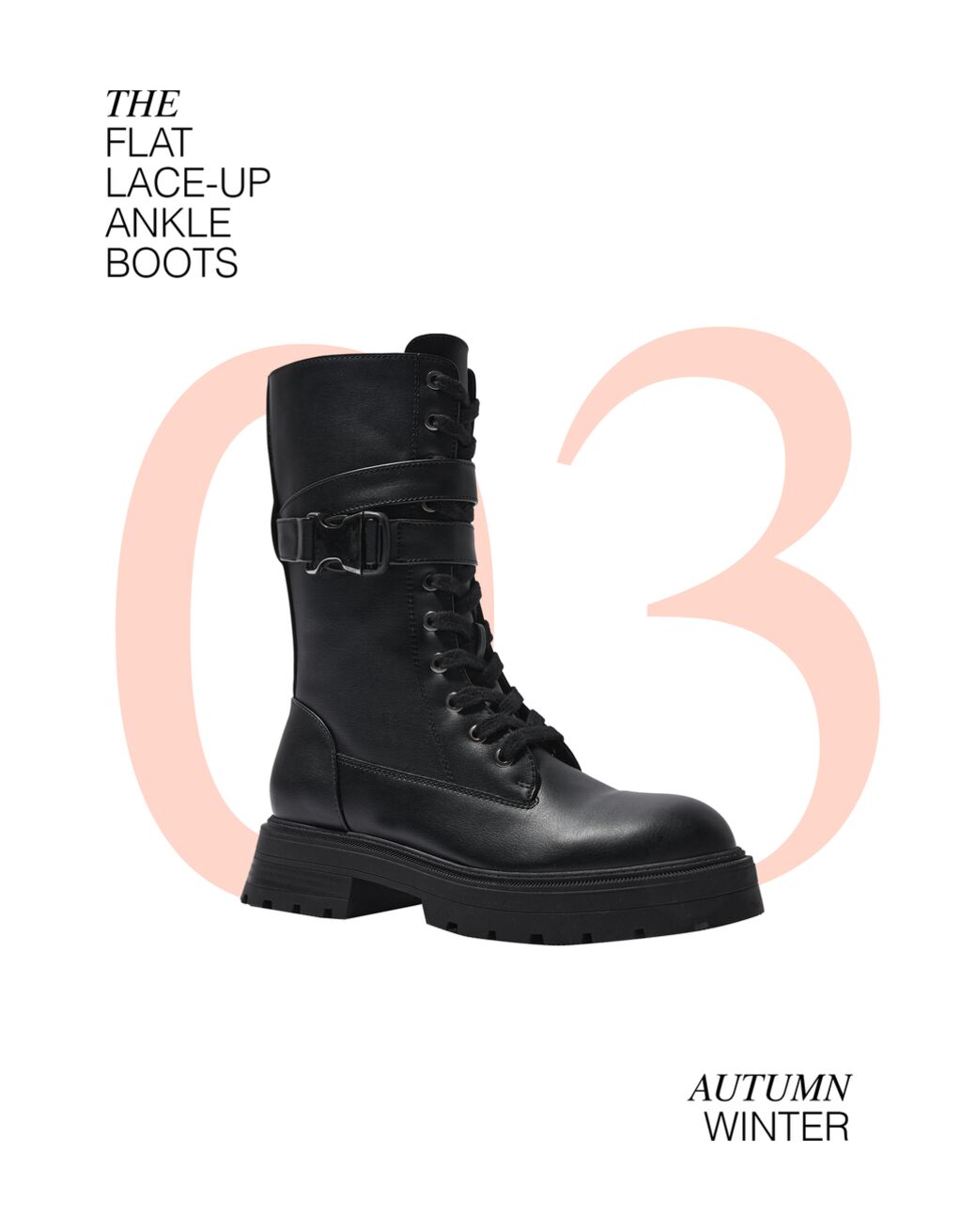 Flat lace-up high-leg ankle boots