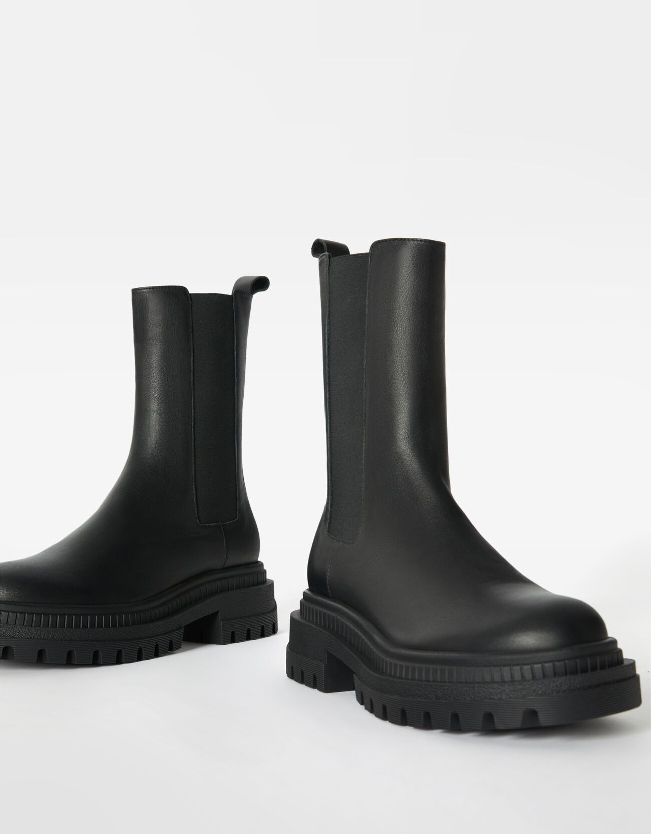 Flat leather platform ankle boots clearance