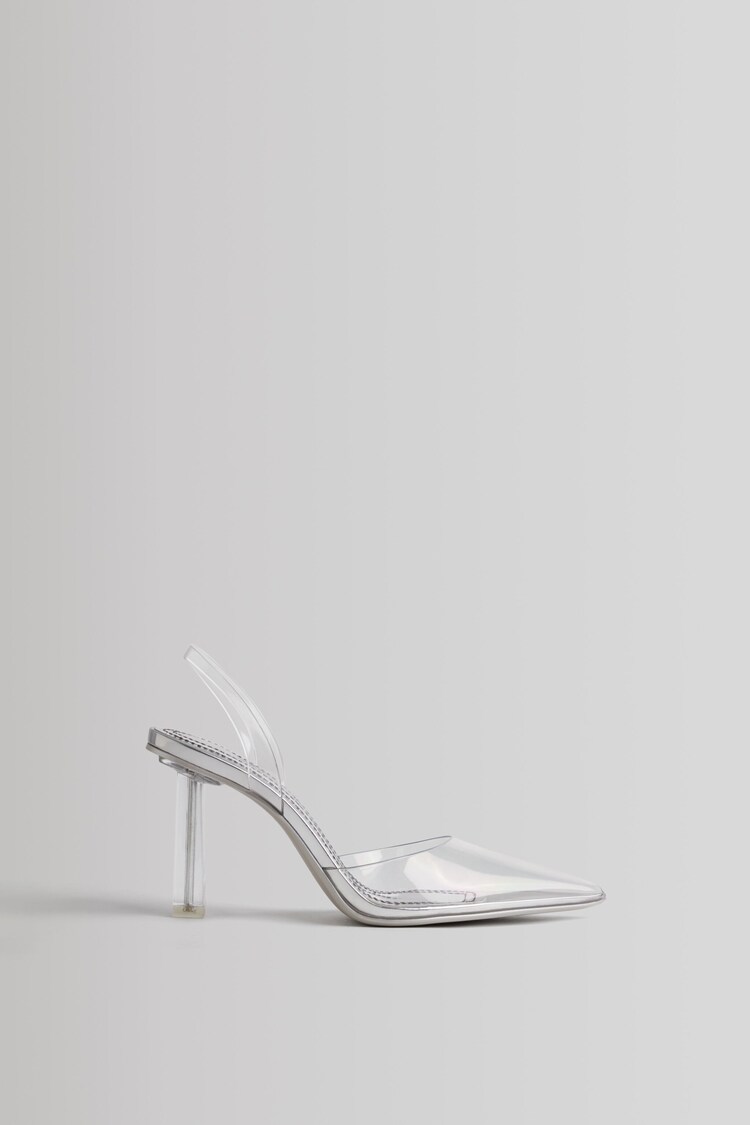 Vinyl heeled slingback shoes