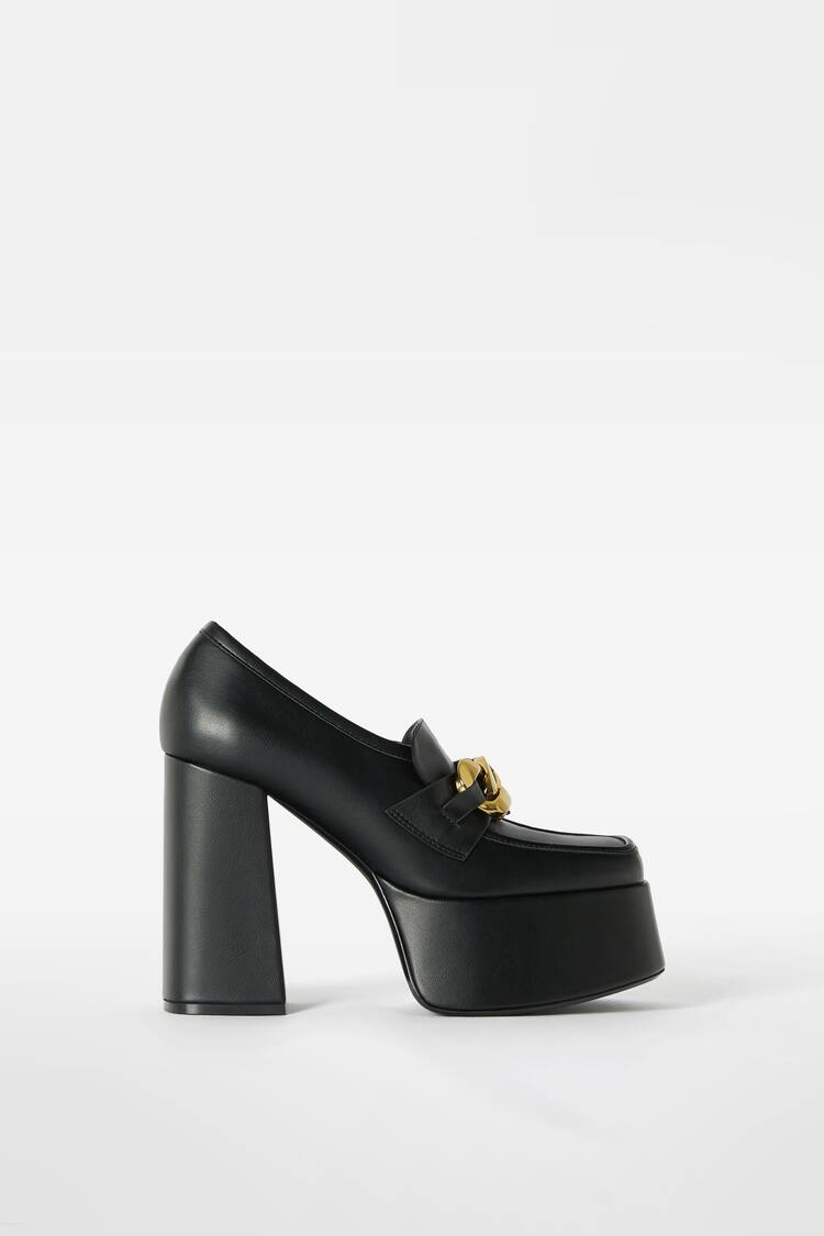 High-heel loafers with chain detail