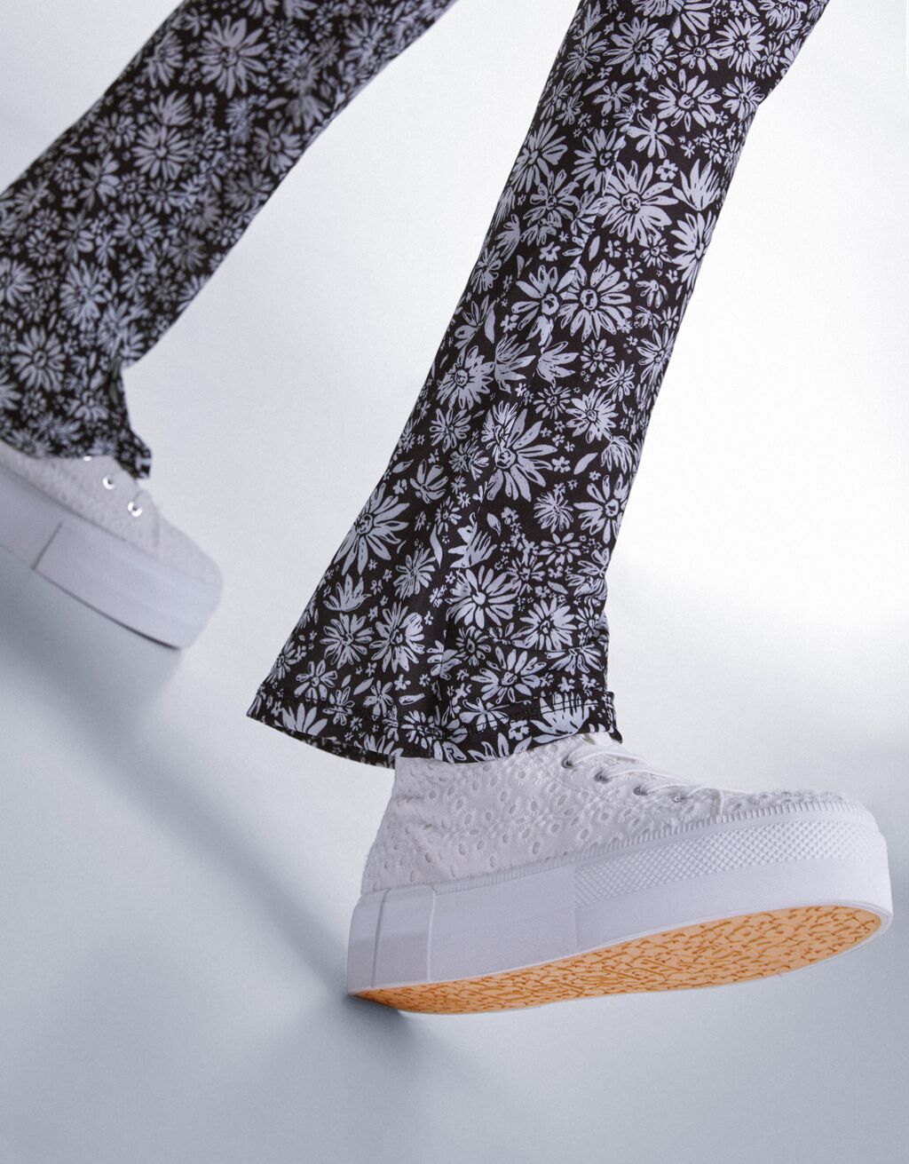 Platform high-top sneakers with Swiss embroidery