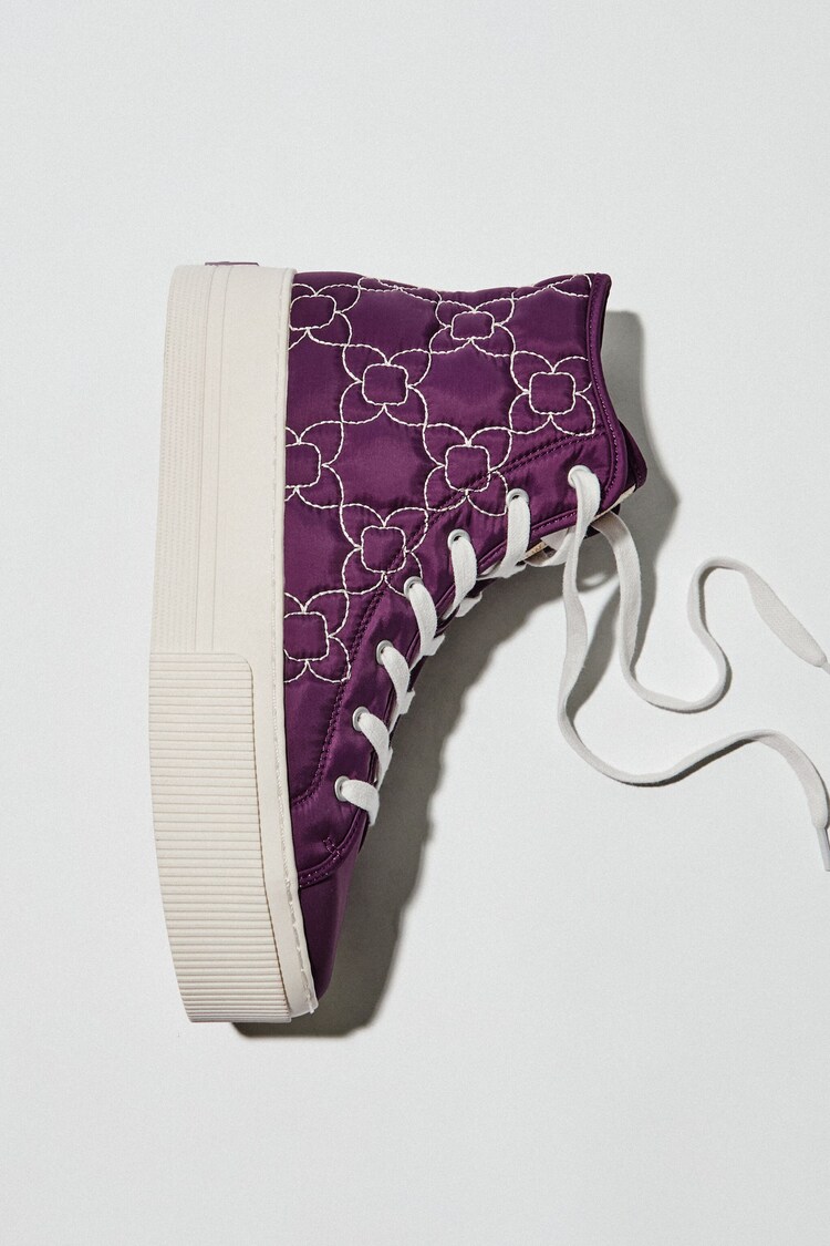 Quilted platform high-top trainers