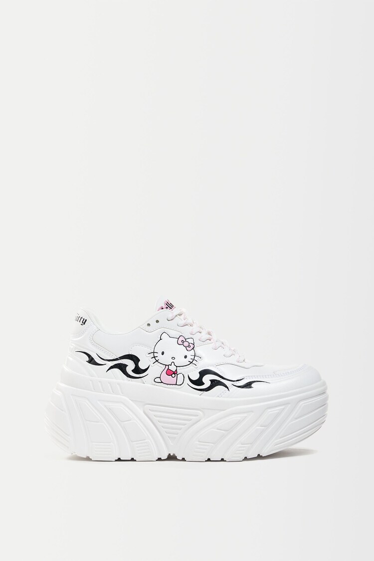 Hello Kitty baskılı platform spor ayakkabı