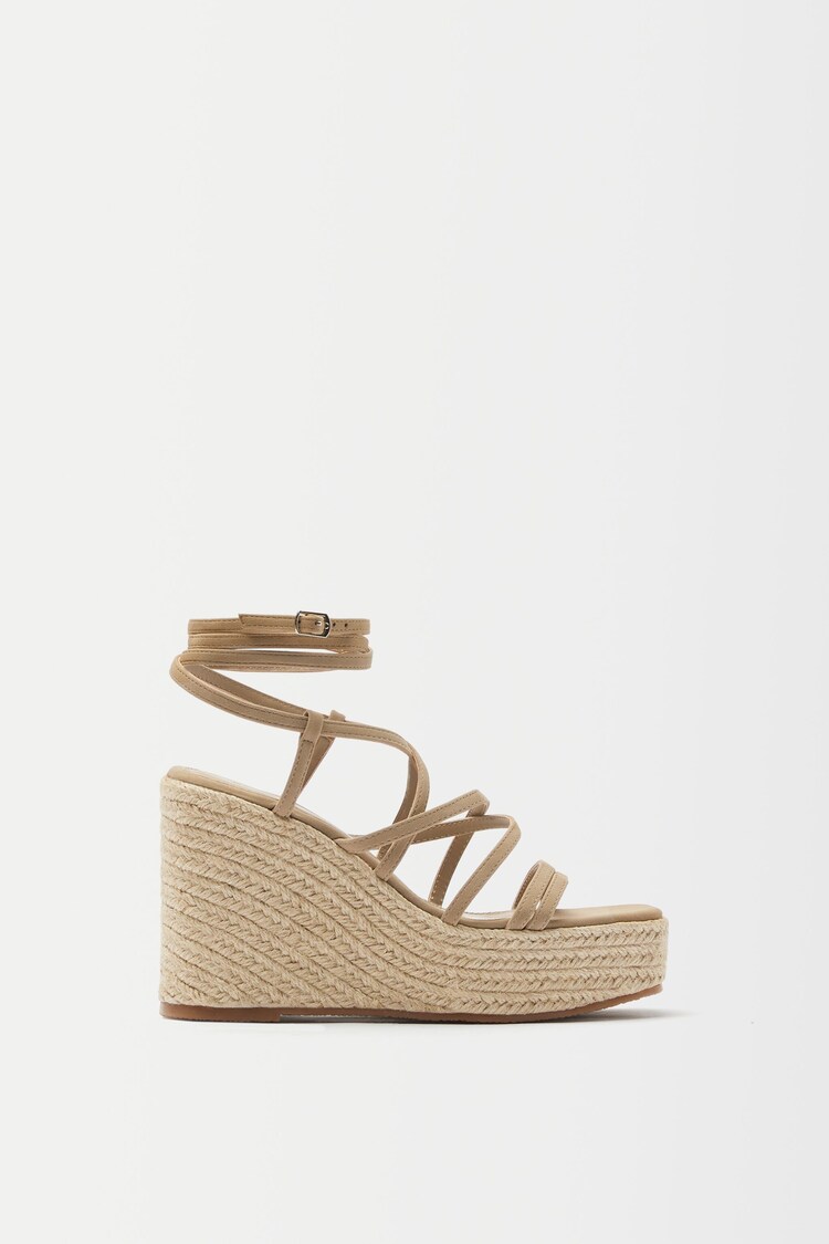 Strappy jute wedge sandals