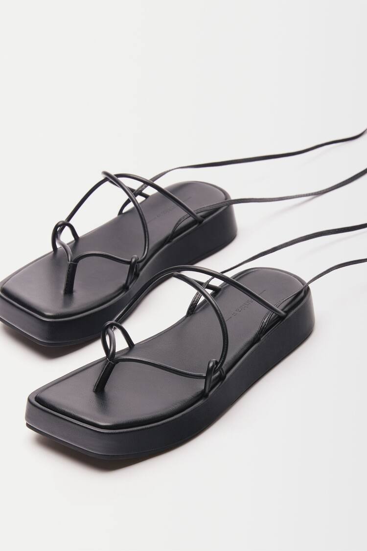 Tied flat platform sandals