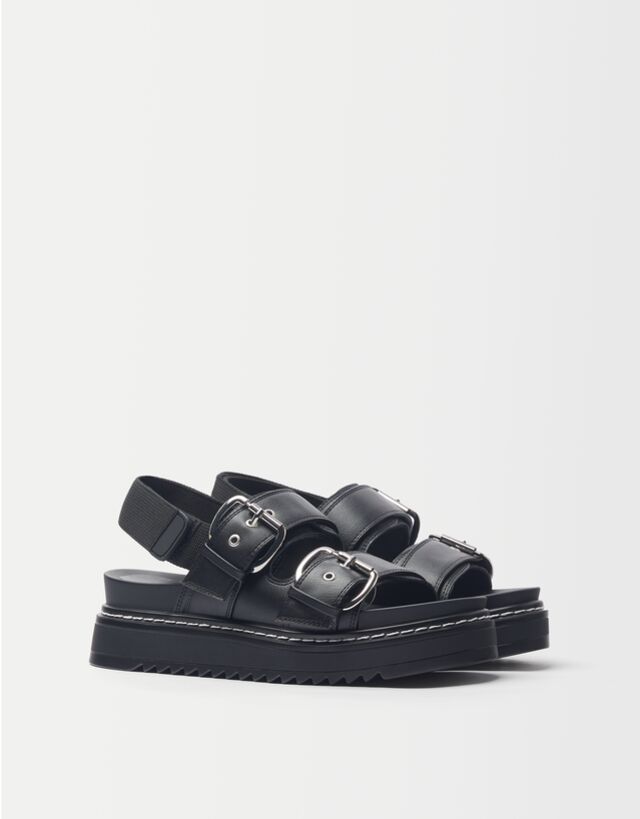 Slipper met plateauzool en gespen - Dames | Bershka