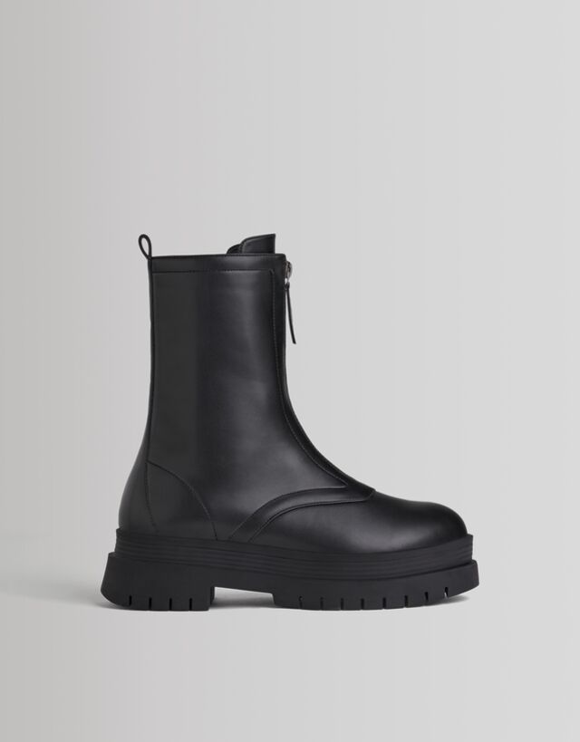 bershka zip front boots