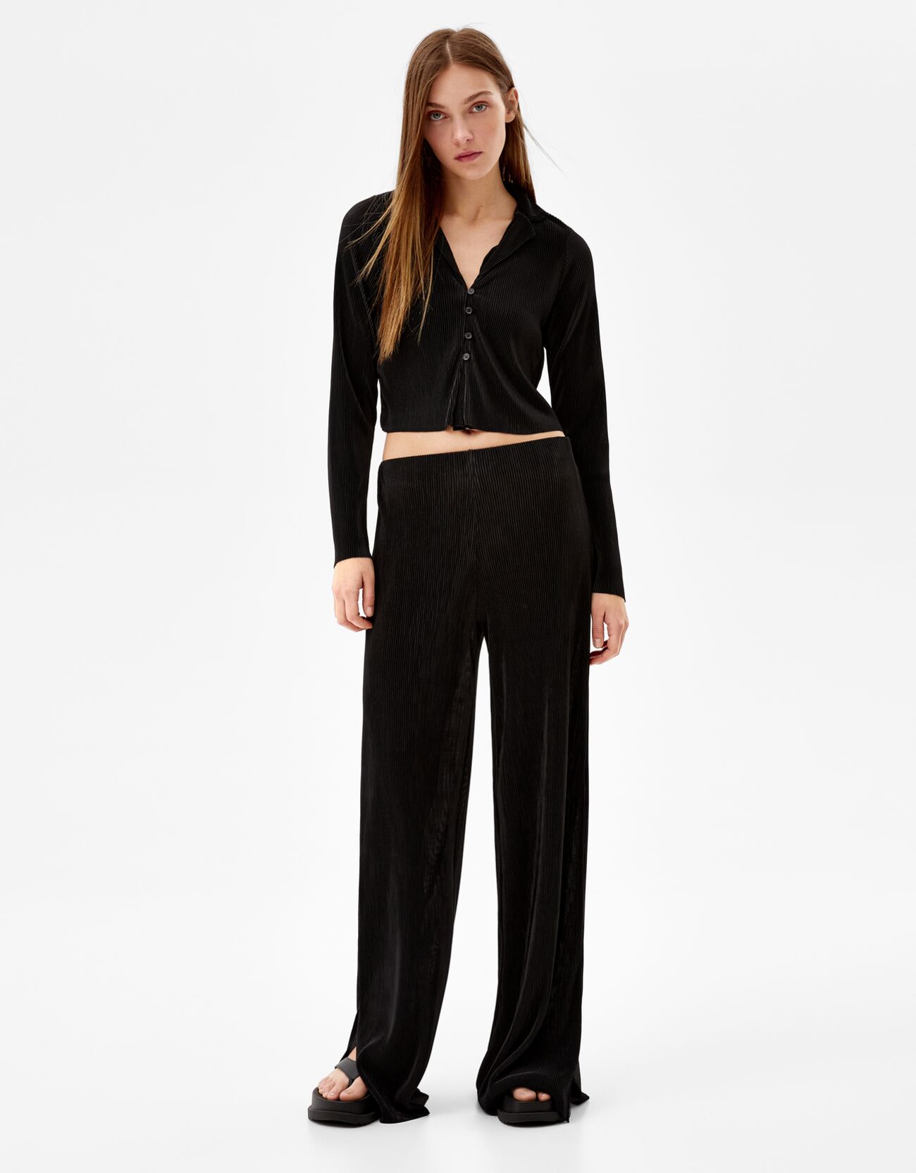 Ensemble chemise et pantalon plissé 