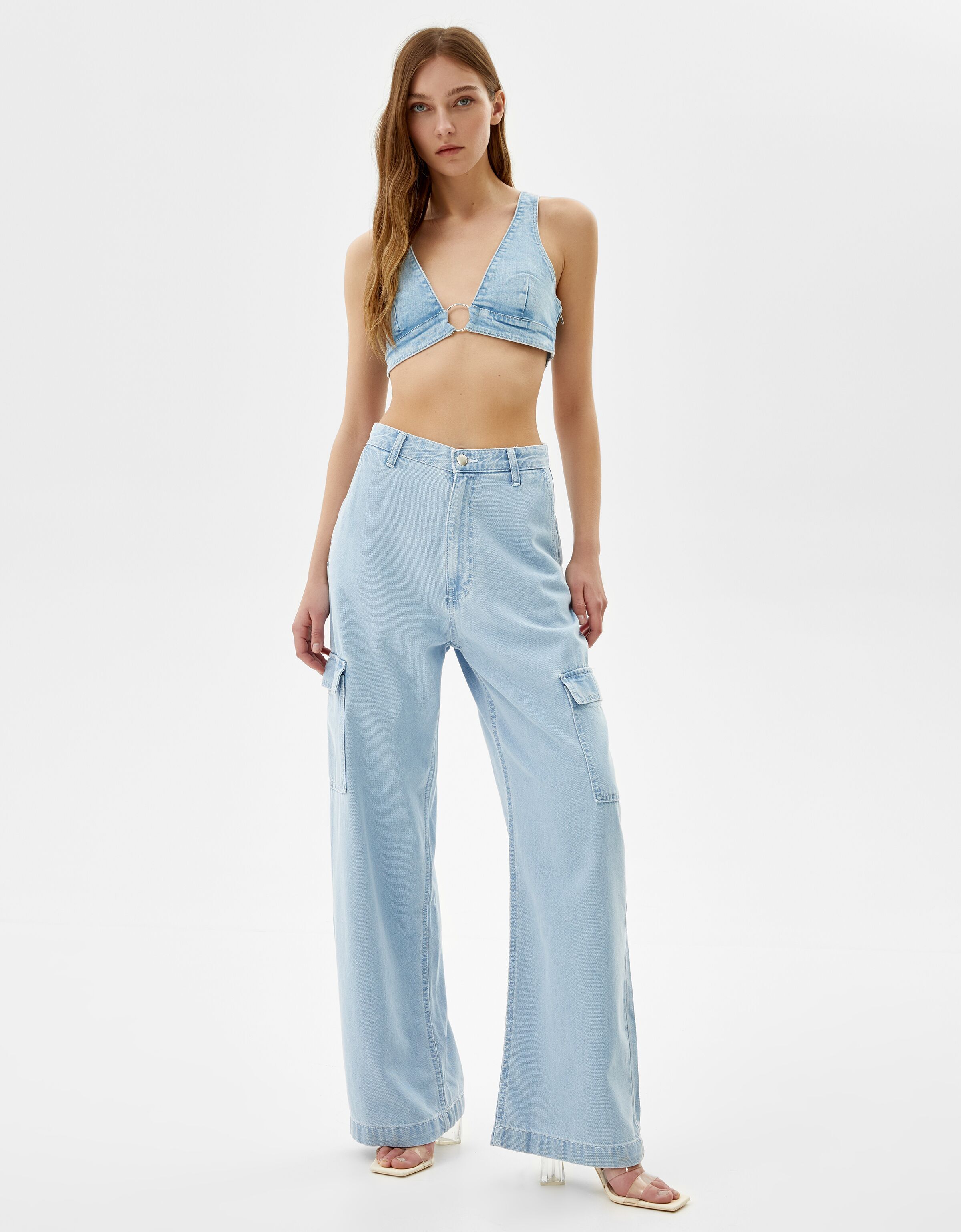 Top and cargo jeans set - Total look - Woman | Bershka