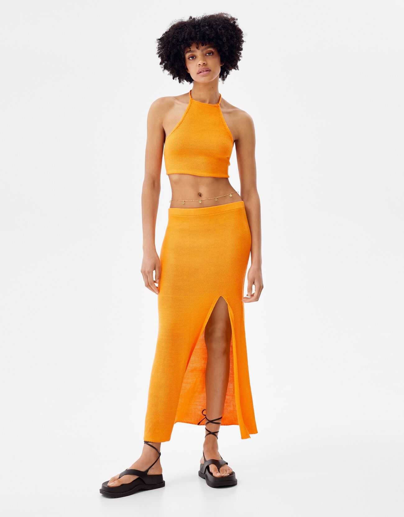 Knit skirt and top set - Woman | Bershka