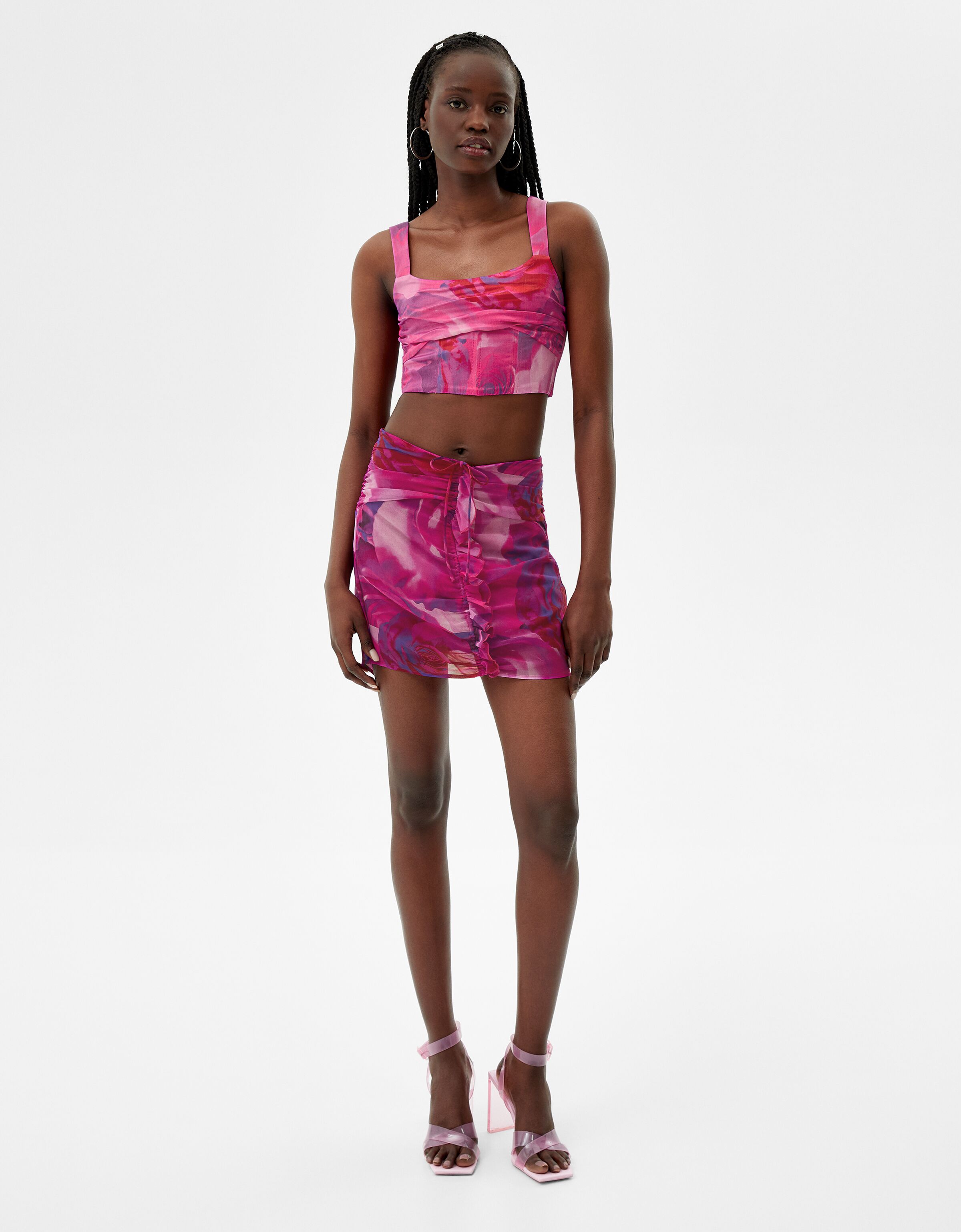 Corset top and skirt set - Woman | Bershka