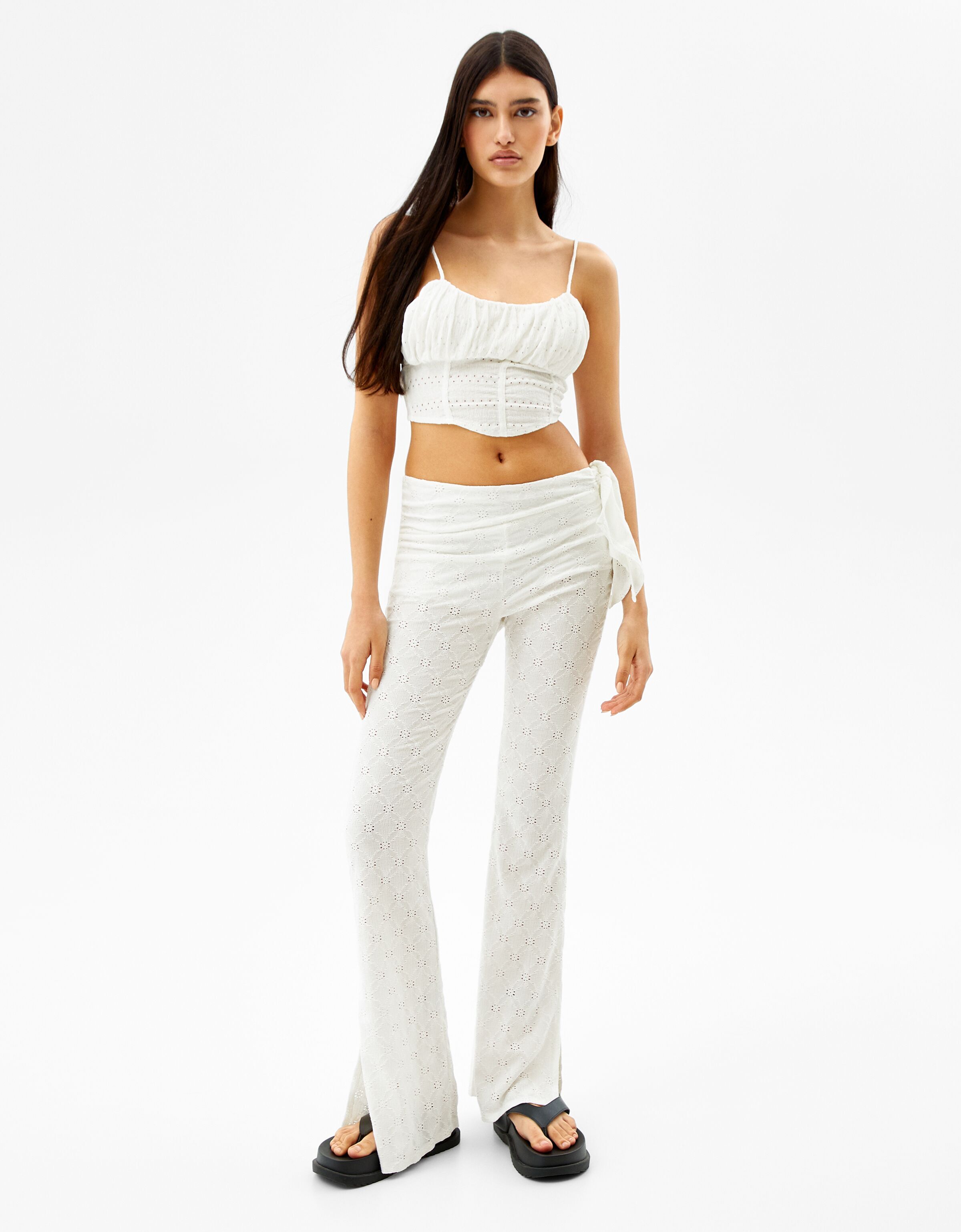 Swiss embroidery top and trousers set 