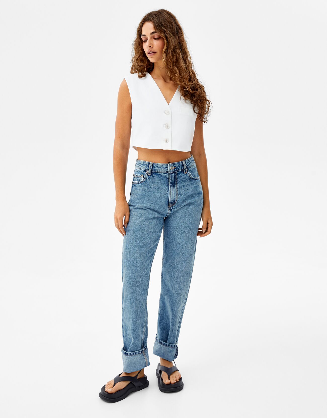 Jean straight taille haute