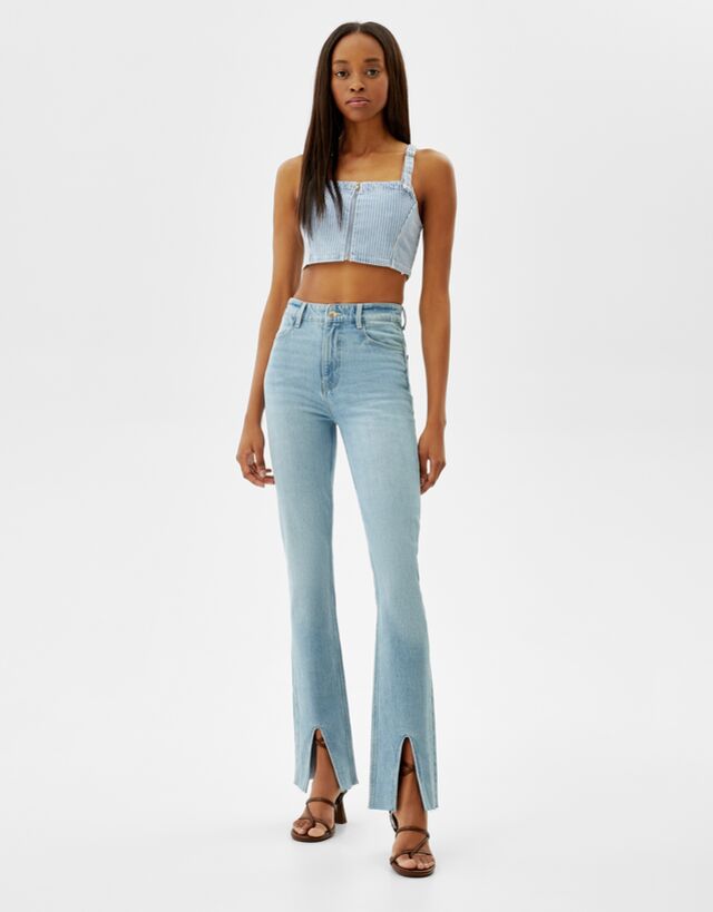 Straight fit jeans with front vent 