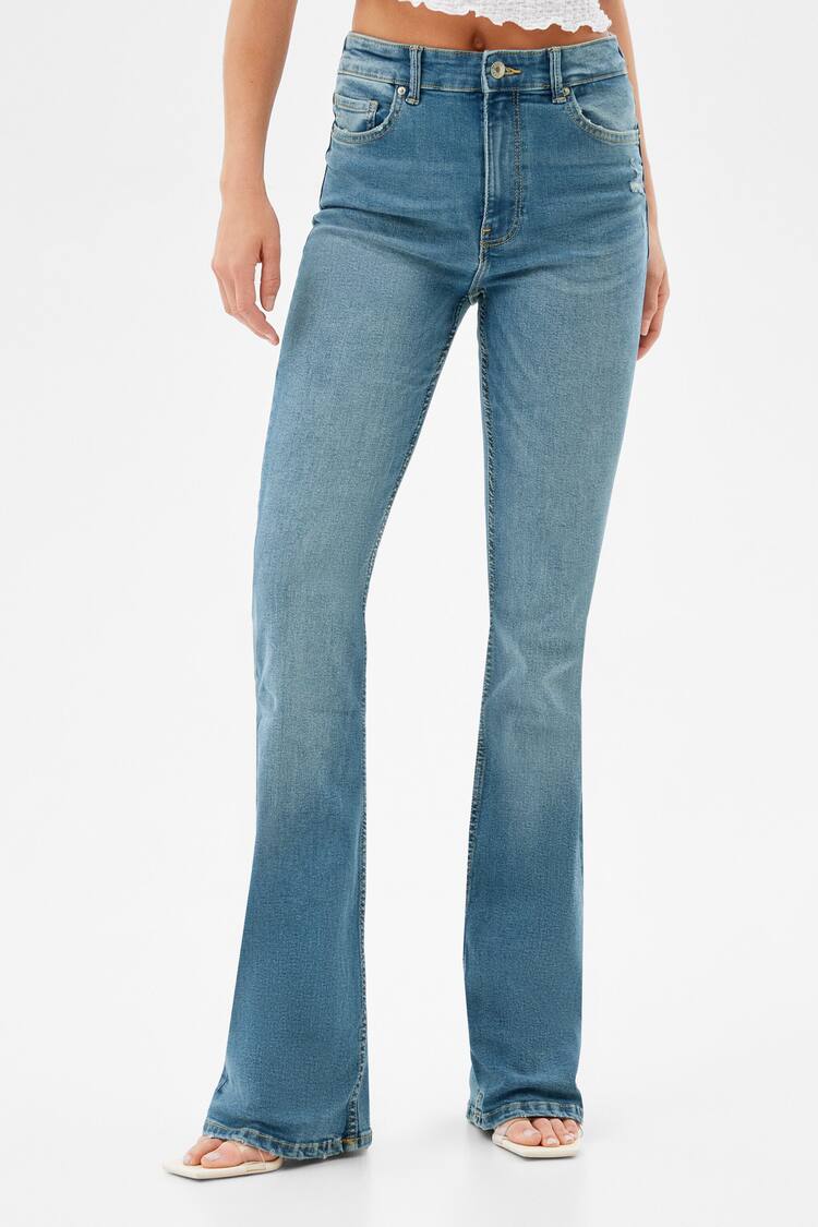 Flared full length skinny jeans