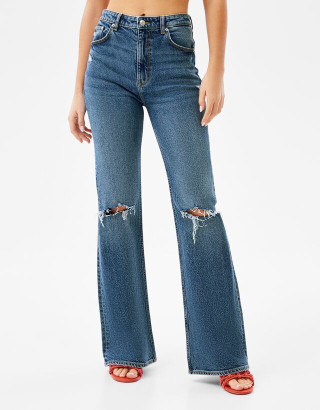 Ripped flared vintage jeans - Woman 
