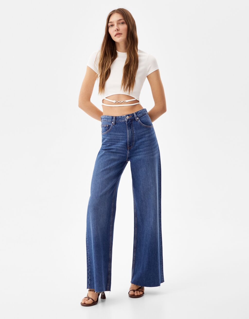 Wide-leg jeans - Denim - Woman | Bershka