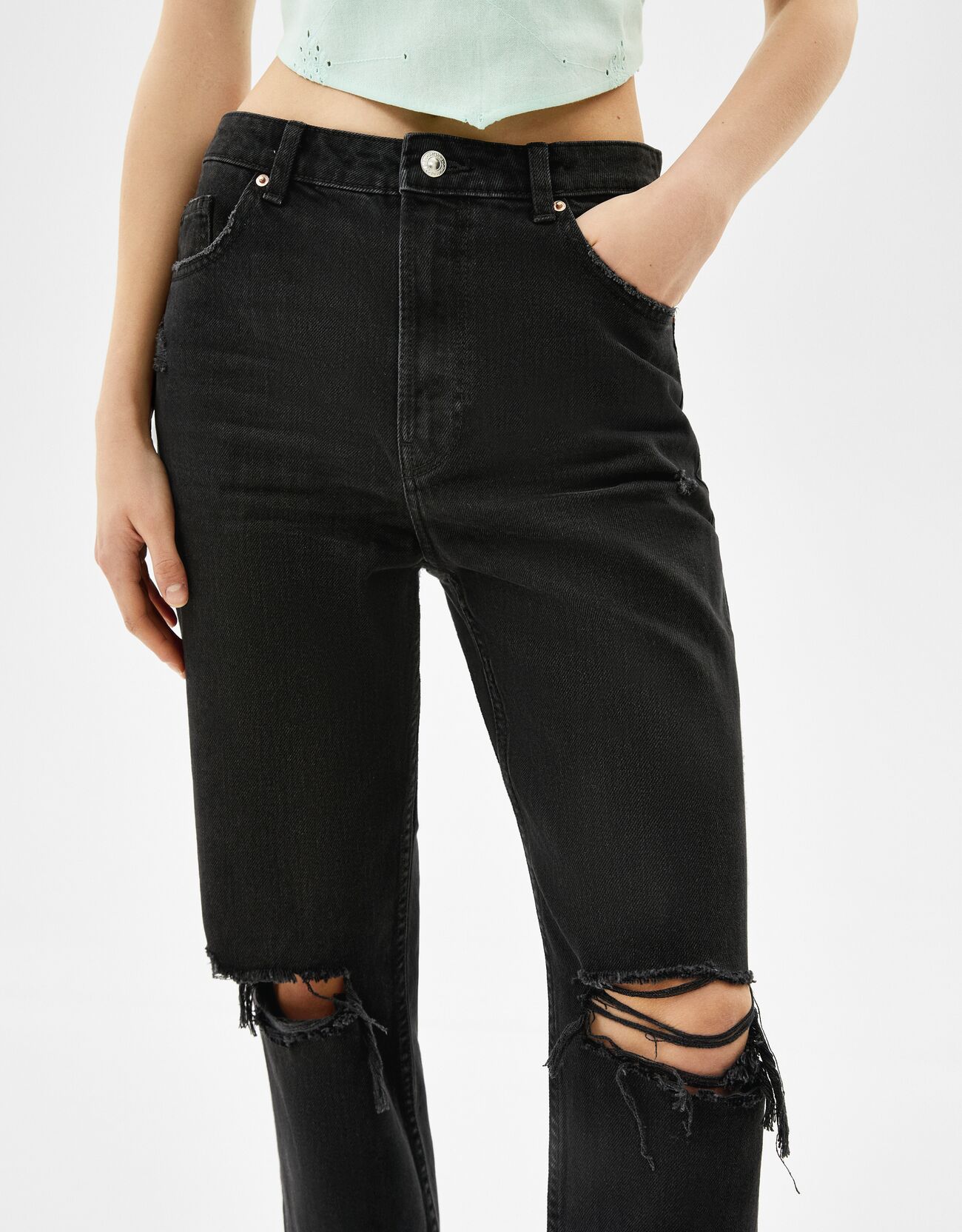 ripped mom jeans bershka