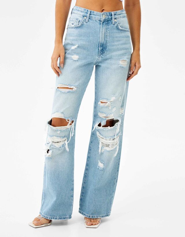 90's Jeans mit Rissen und Spitze 