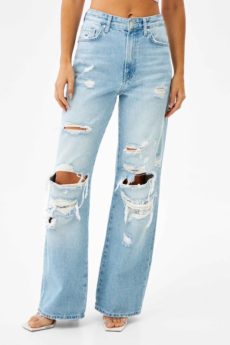 Lace 90s ripped jeans