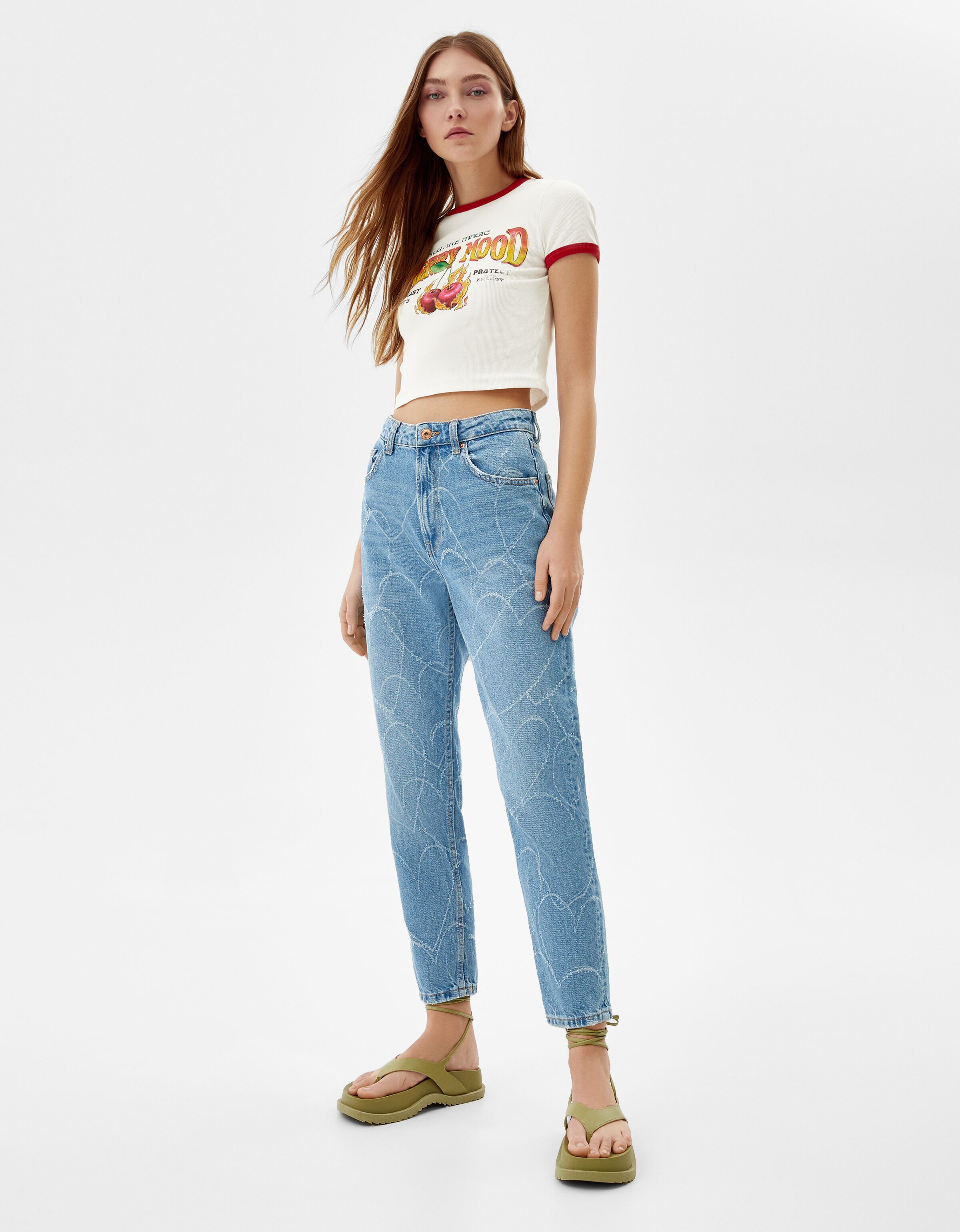 heart mom jeans - Denim - Woman | Bershka