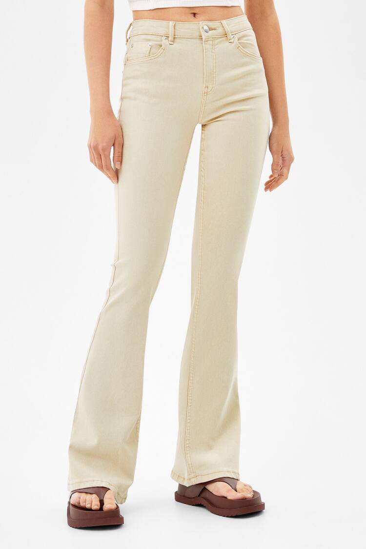 5-pocket flare twill trousers