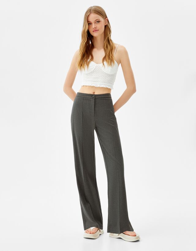 Wide-leg pants with back pocket - Pants 