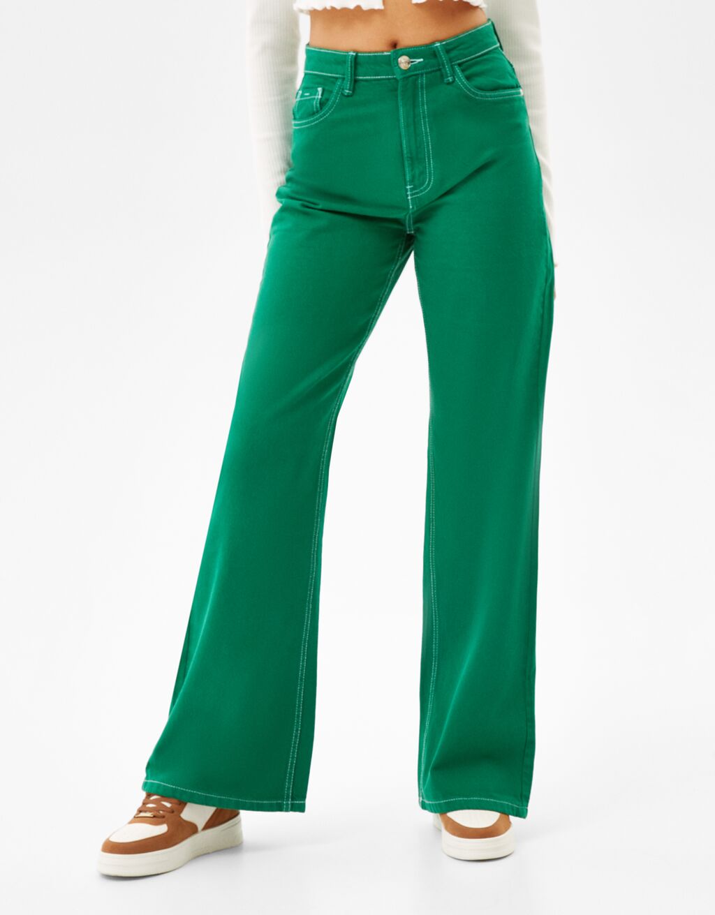 Wide leg flowing twill trousers - Jeans 