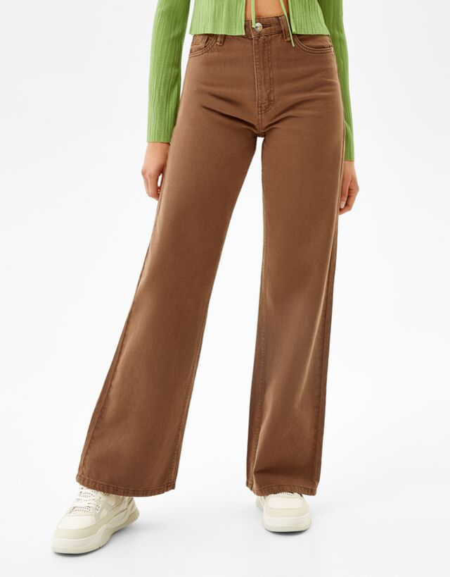 Wide leg flowing twill trousers - Jeans 