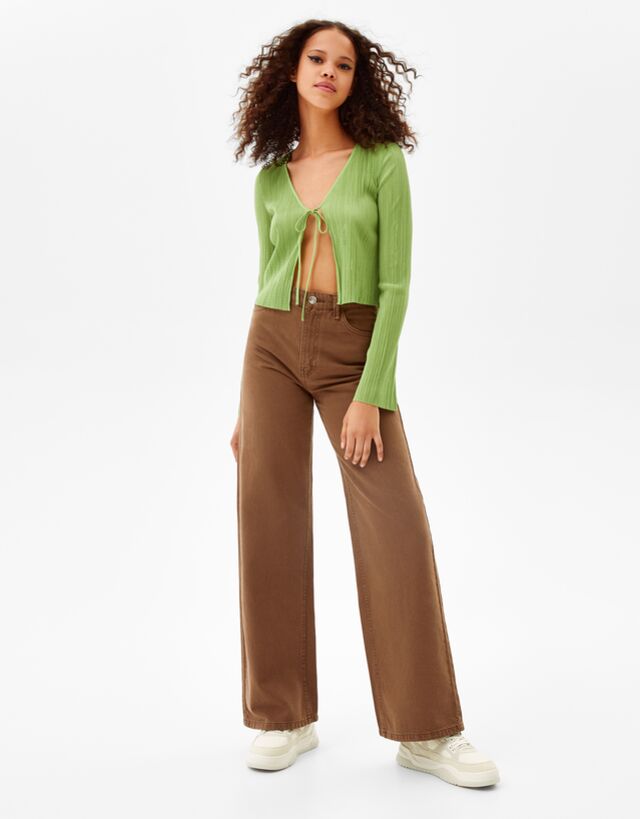 Wide leg flowing twill trousers - Jeans 