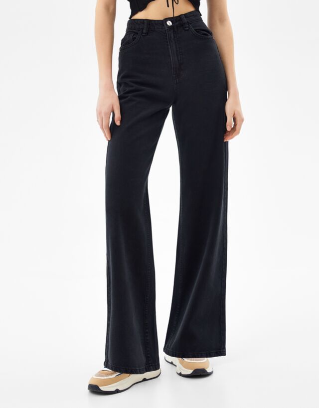 Wide-leg flowy twill pants - Pants 