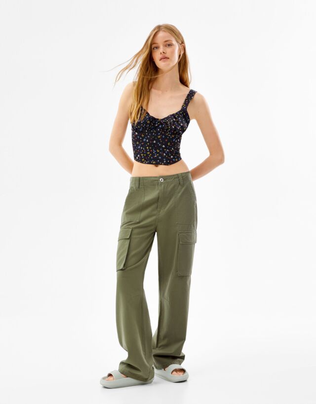 straight leg cargo pants for women