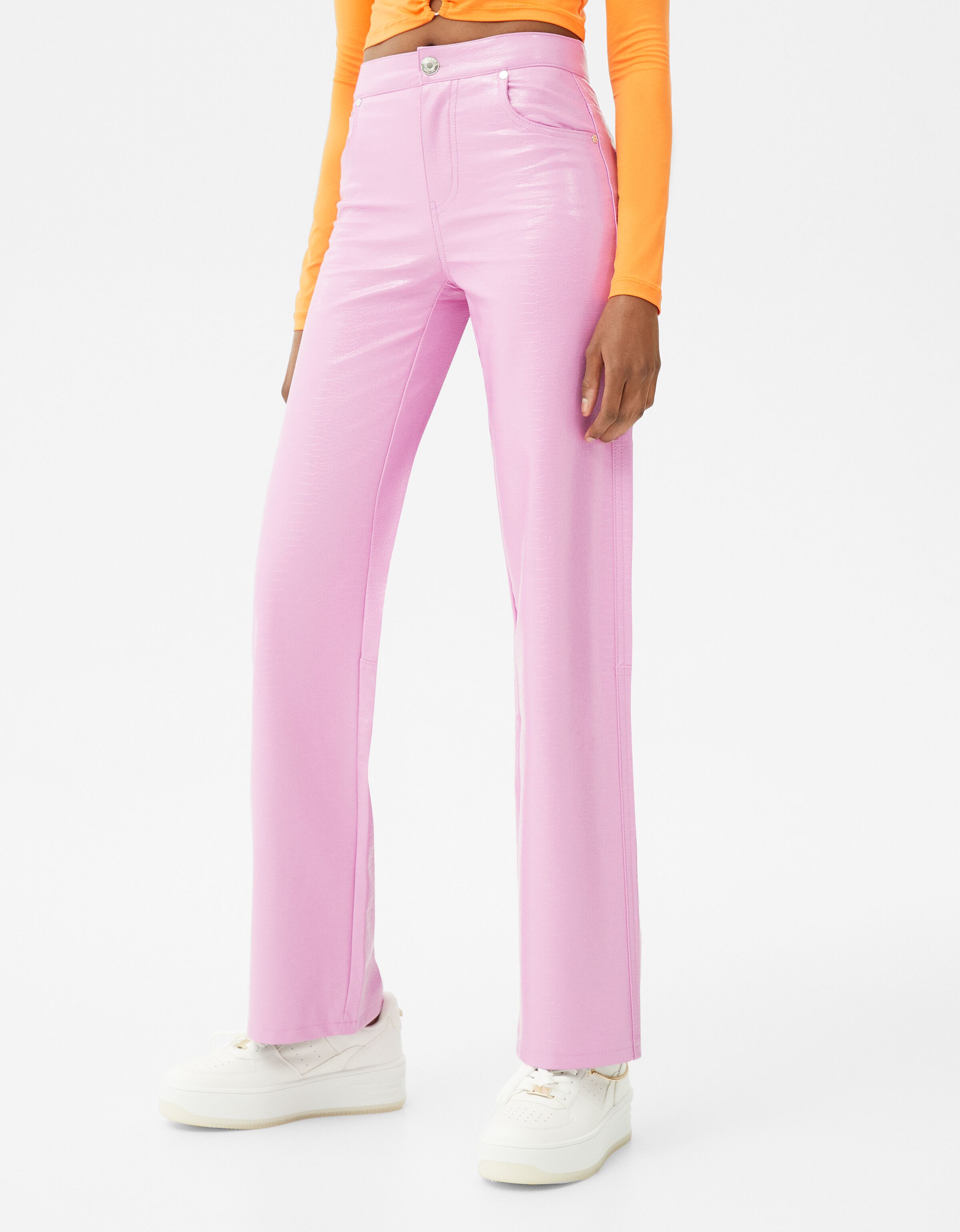 Mock croc straight trousers - Woman 