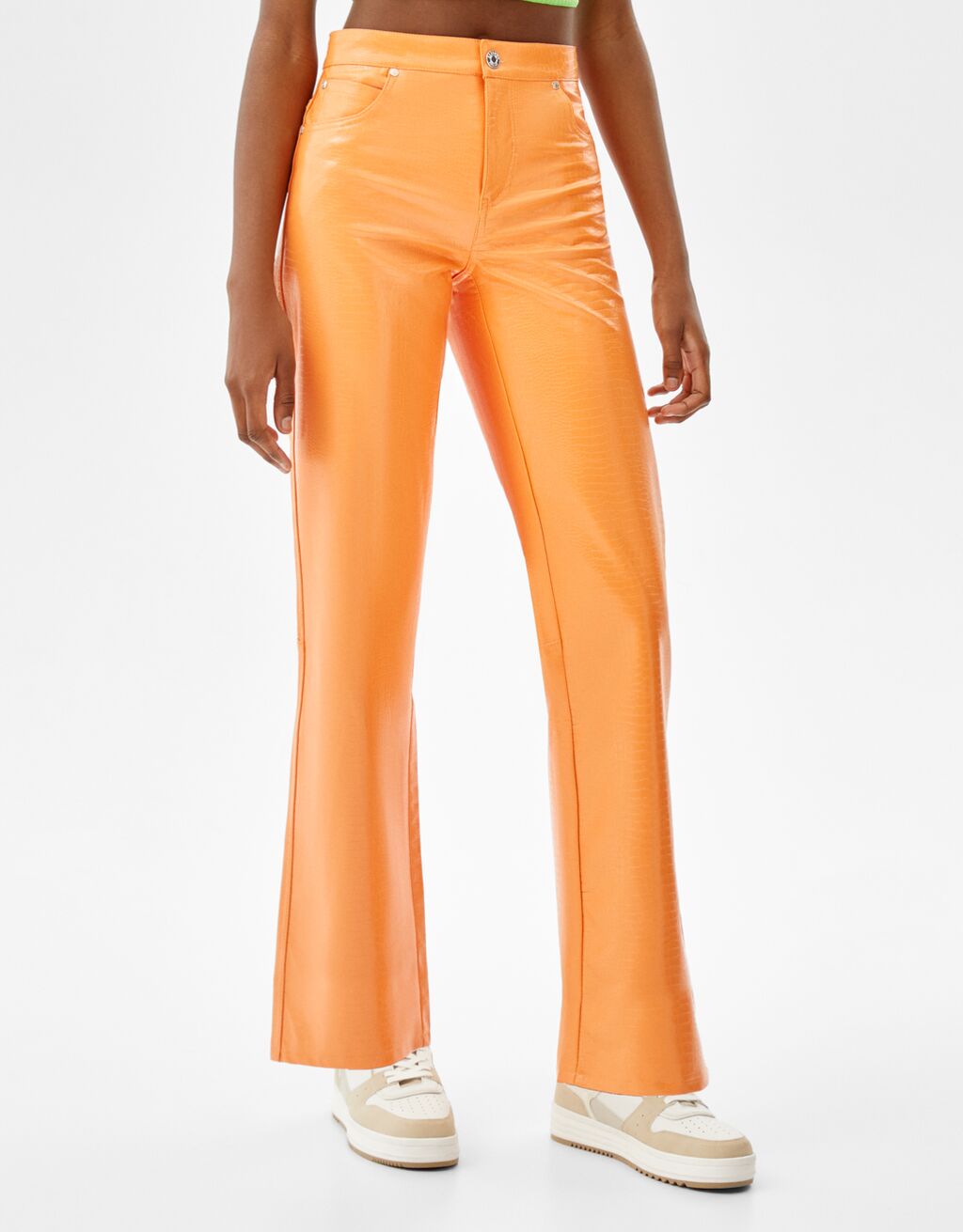 Croc texture straight pants