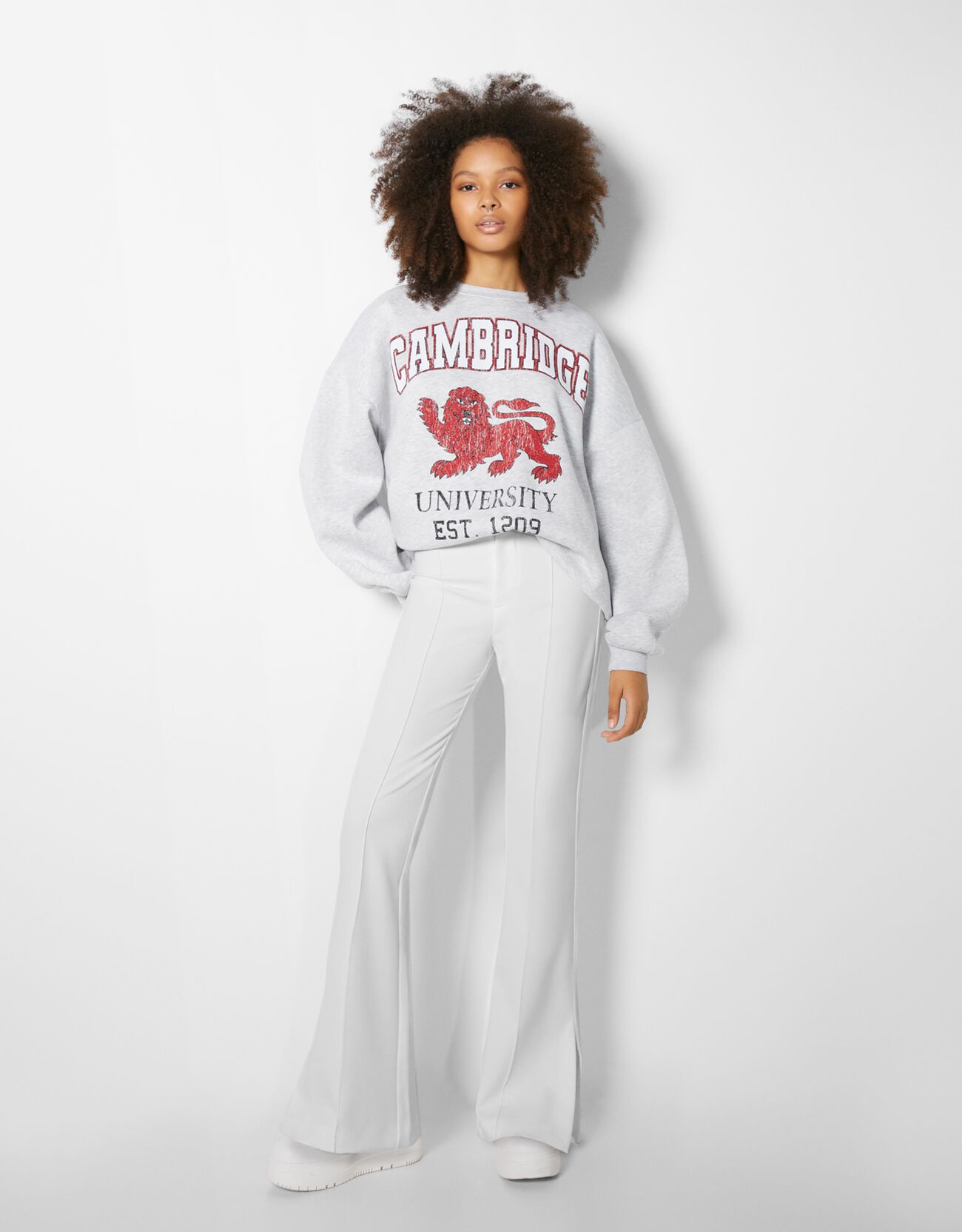 Flared split hem trousers - Woman | Bershka