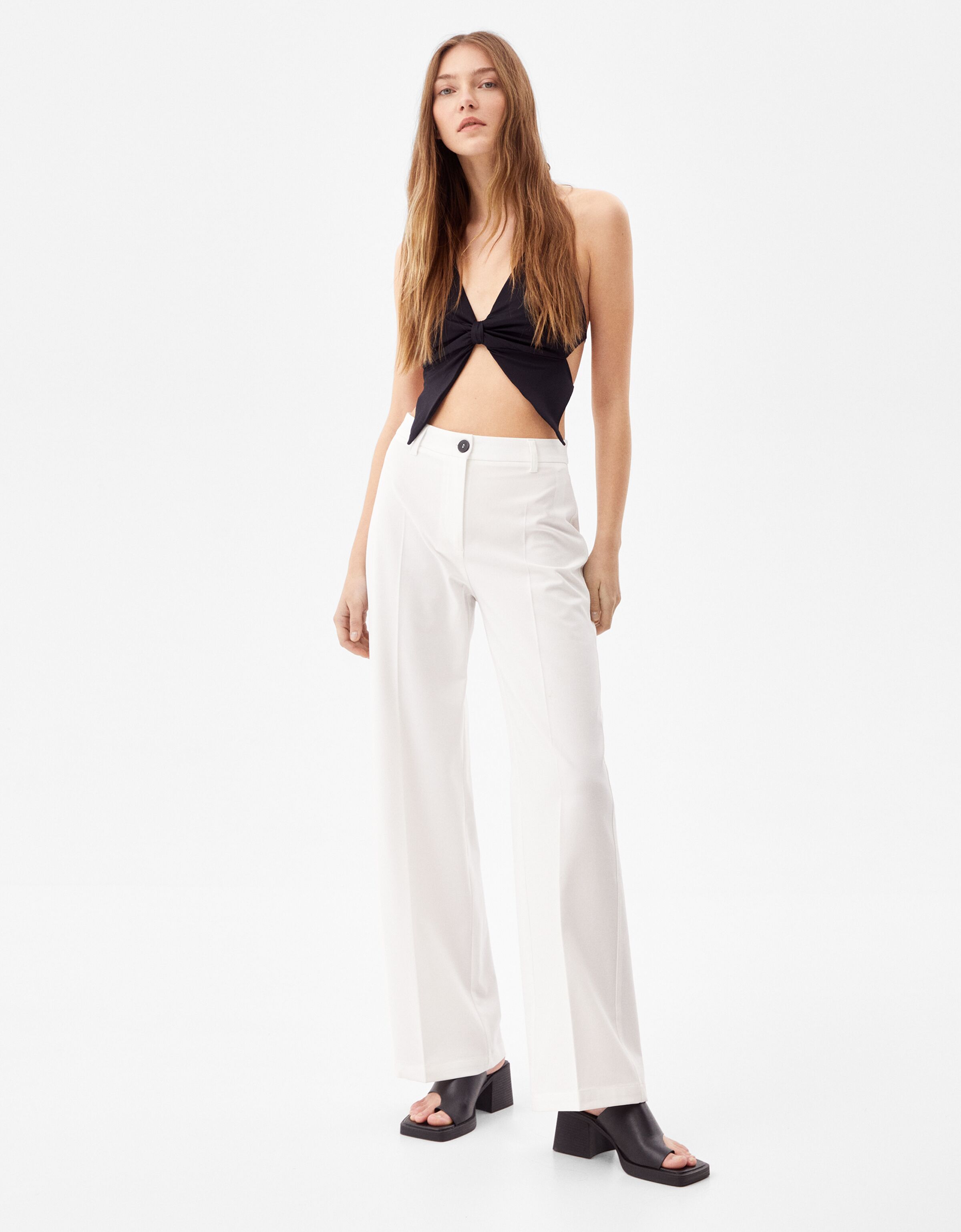 Wide-leg trousers with belt loops 