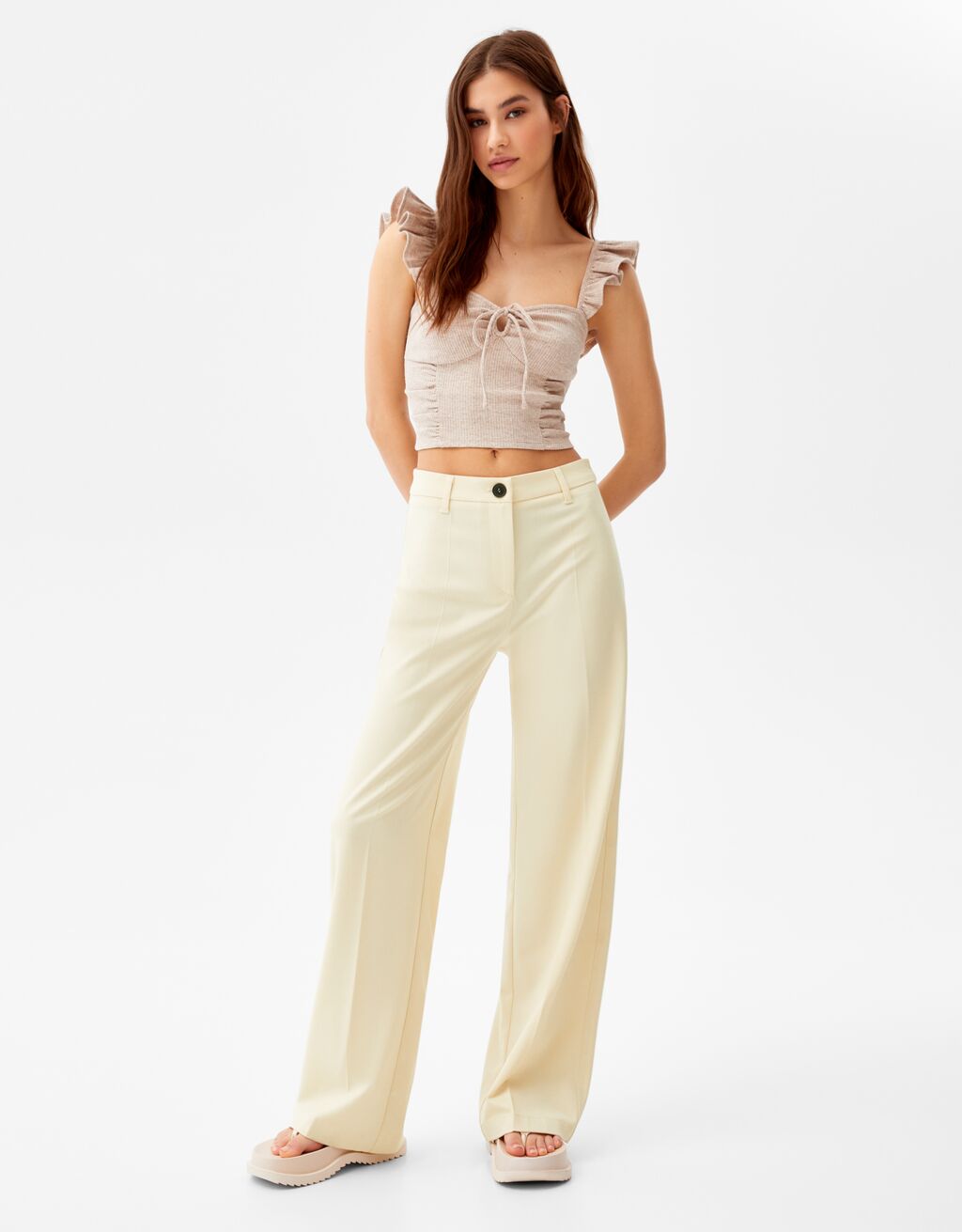 Wide-leg trousers with belt loops 