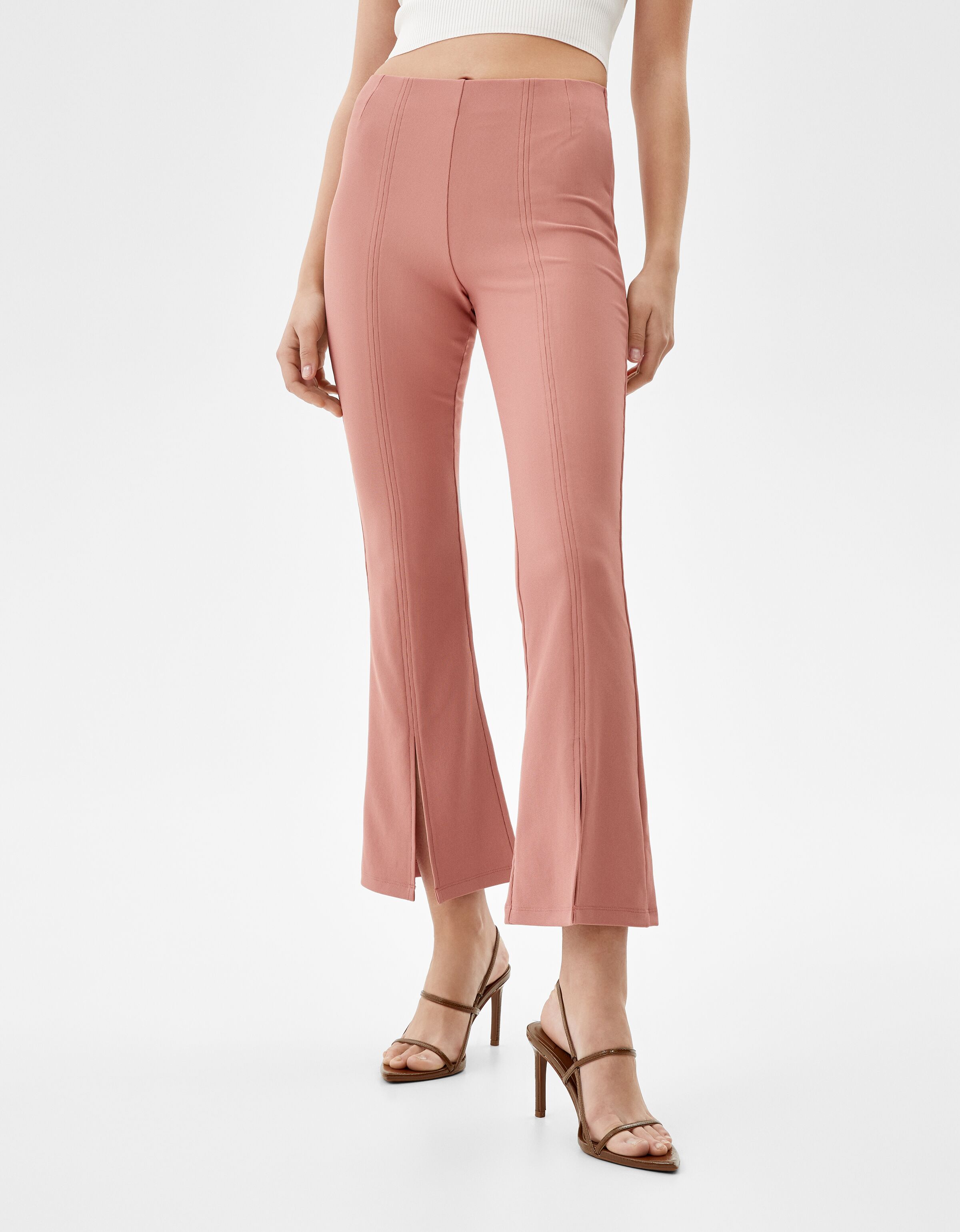 Kick flare ottoman split hem trousers 