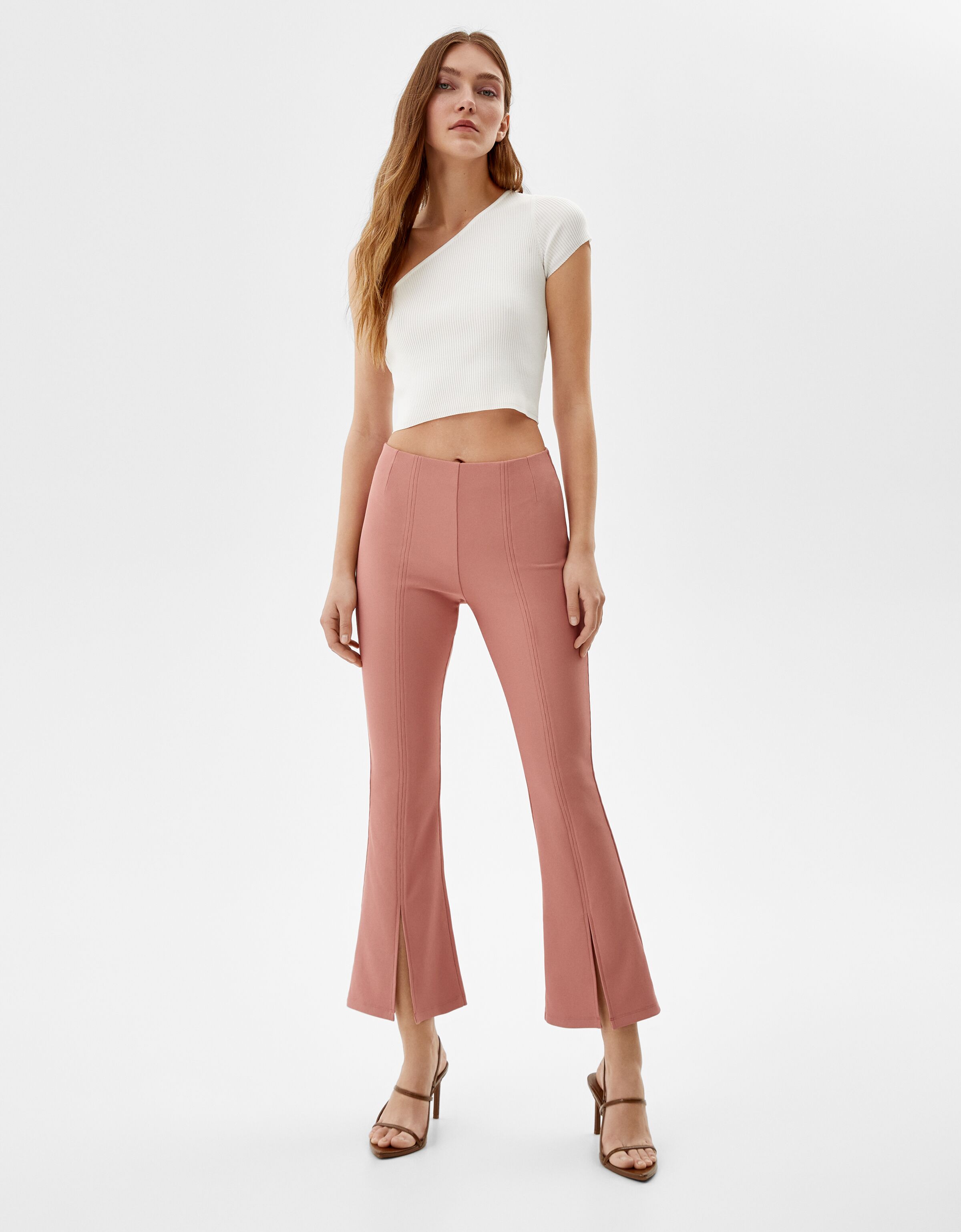 Kick flare ottoman split hem trousers 