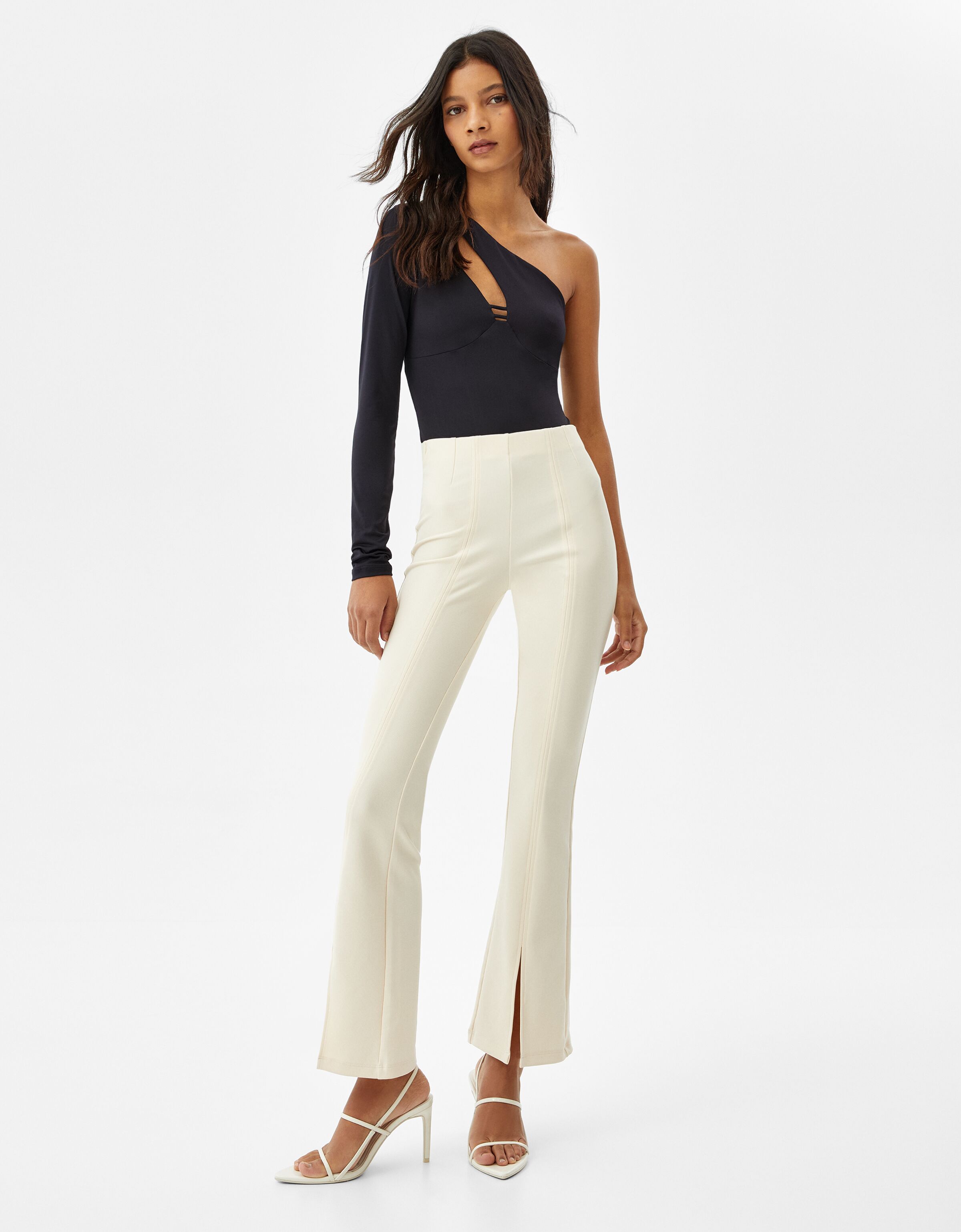 Kick flare ottoman split hem trousers 