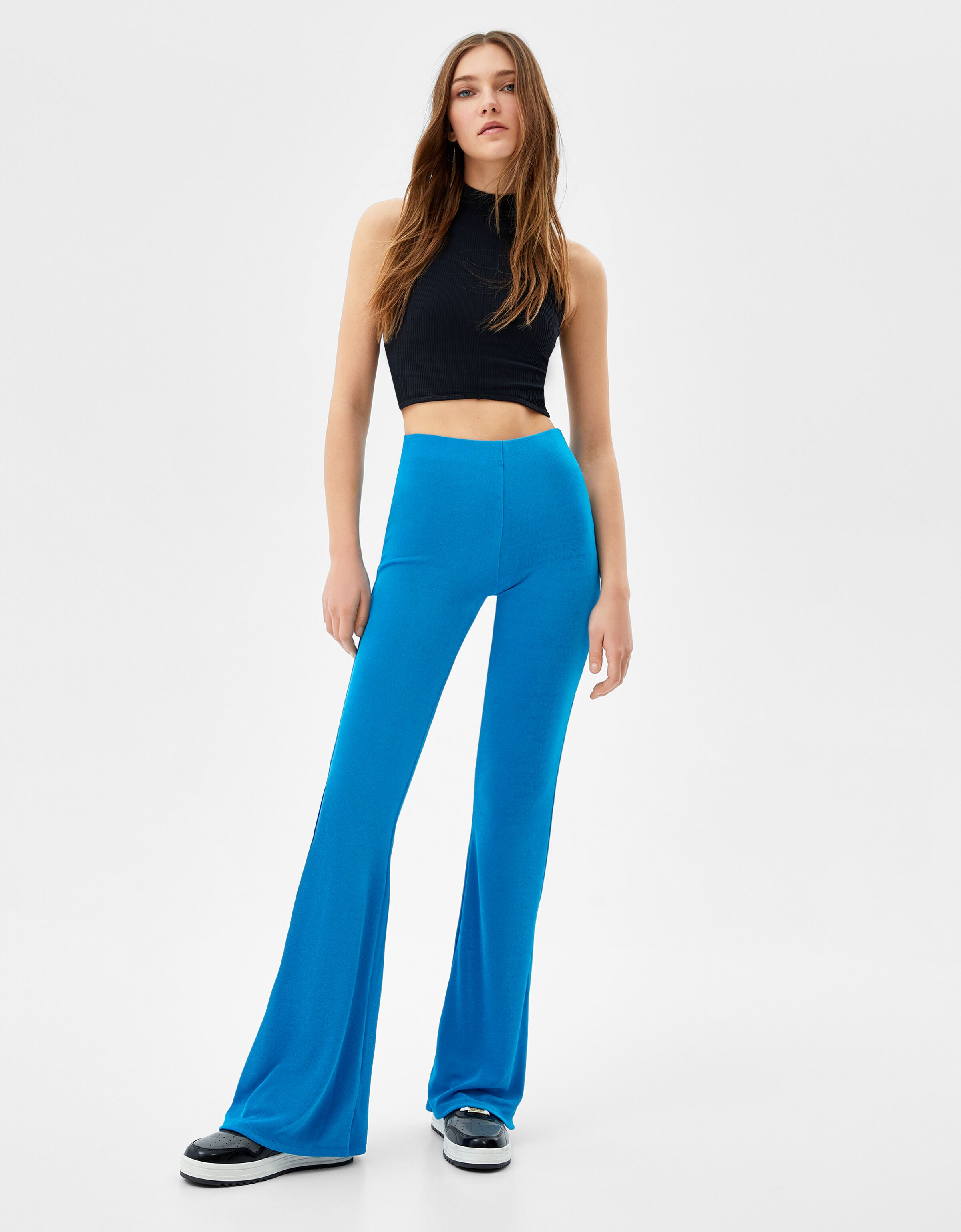 Sparkly fabric flare trousers 