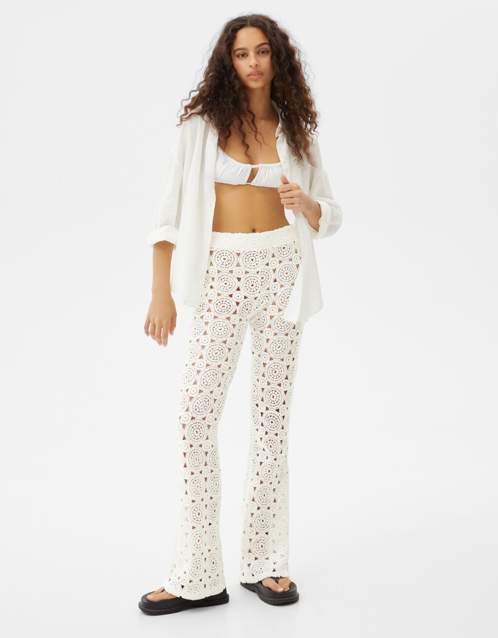 Flared crochet pants - Woman | Bershka
