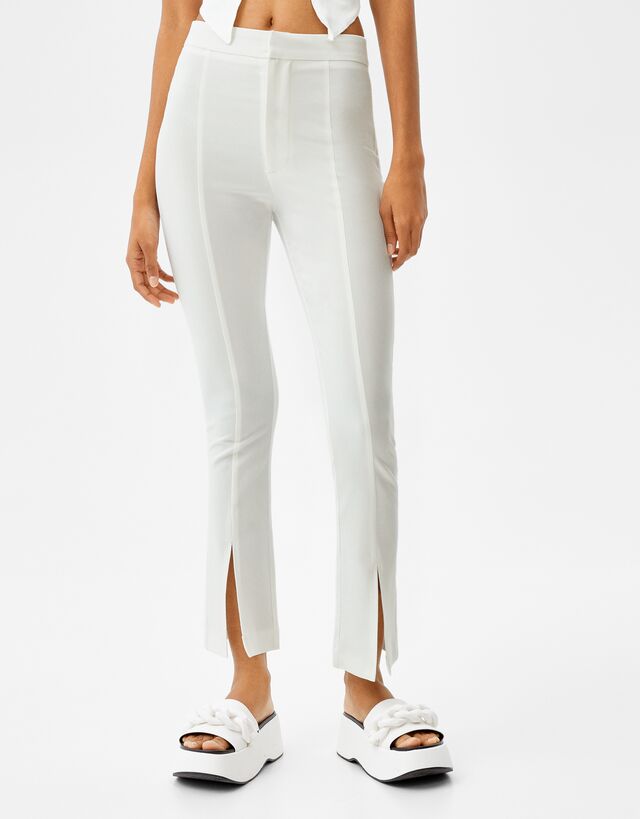 Kick flare split hem pants - Woman | Bershka