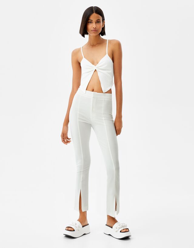 Kick flare split hem pants - Woman 