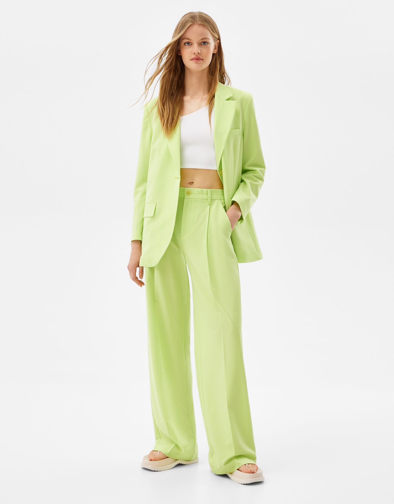 Wide-leg trousers - Woman | Bershka