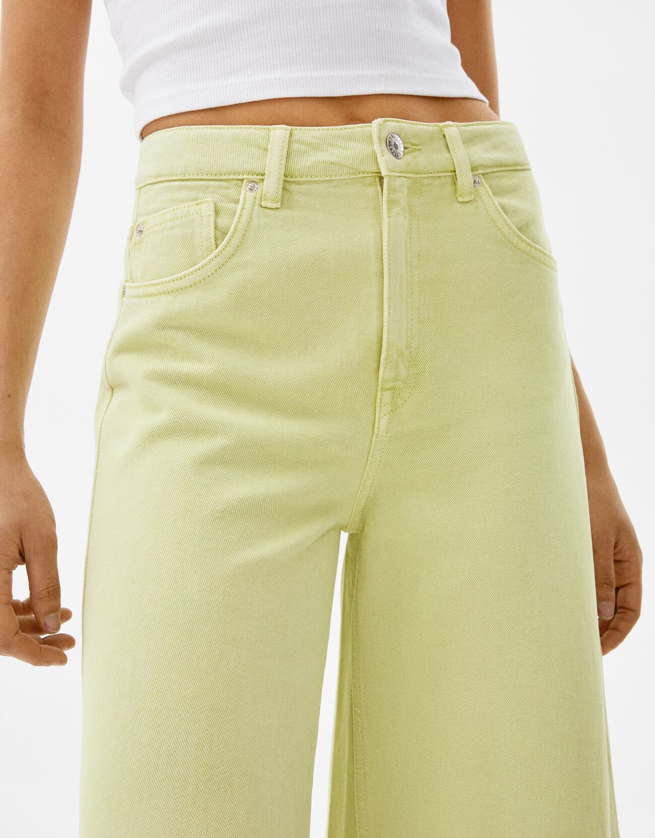 wide leg twill pants